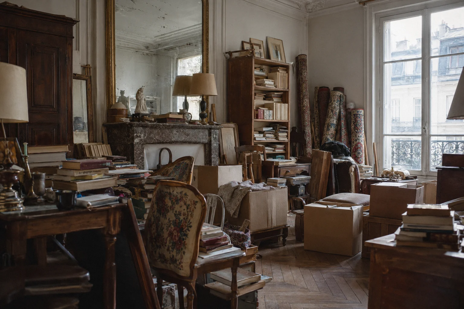 Pièce encombrée avant le débarras