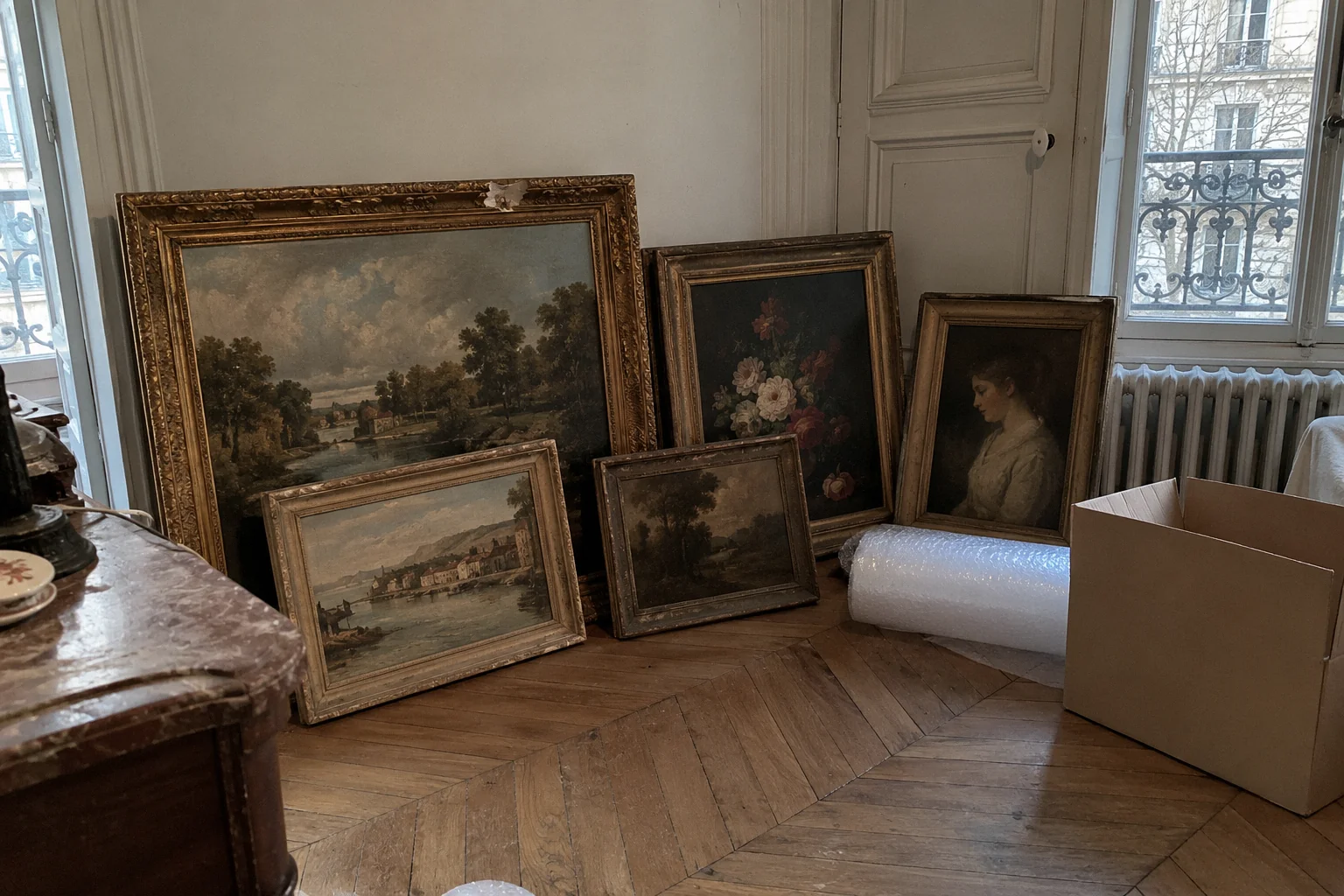 Tableaux anciens dans un salon